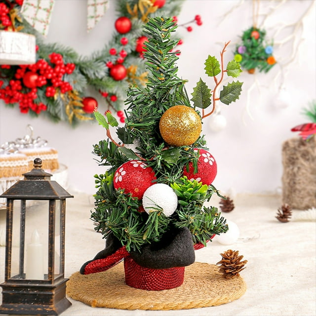 ABPWLY Mini Desktop Christmas Tree Red Fruit Small Tree Plastic Home Tabletop Scene Arrangement Bedroom Office Living Room Centerpiece 9.84in
