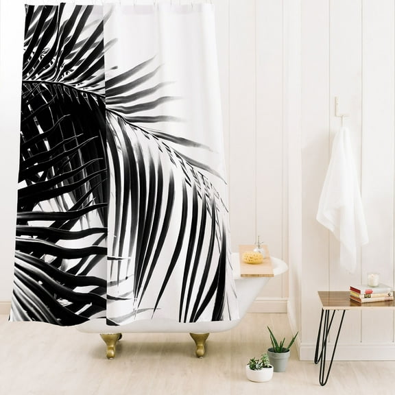 Society6 Anita'S & Bella'S Artwork Palm Leaves Black White Vibes Shower Curtain 71" x 74"