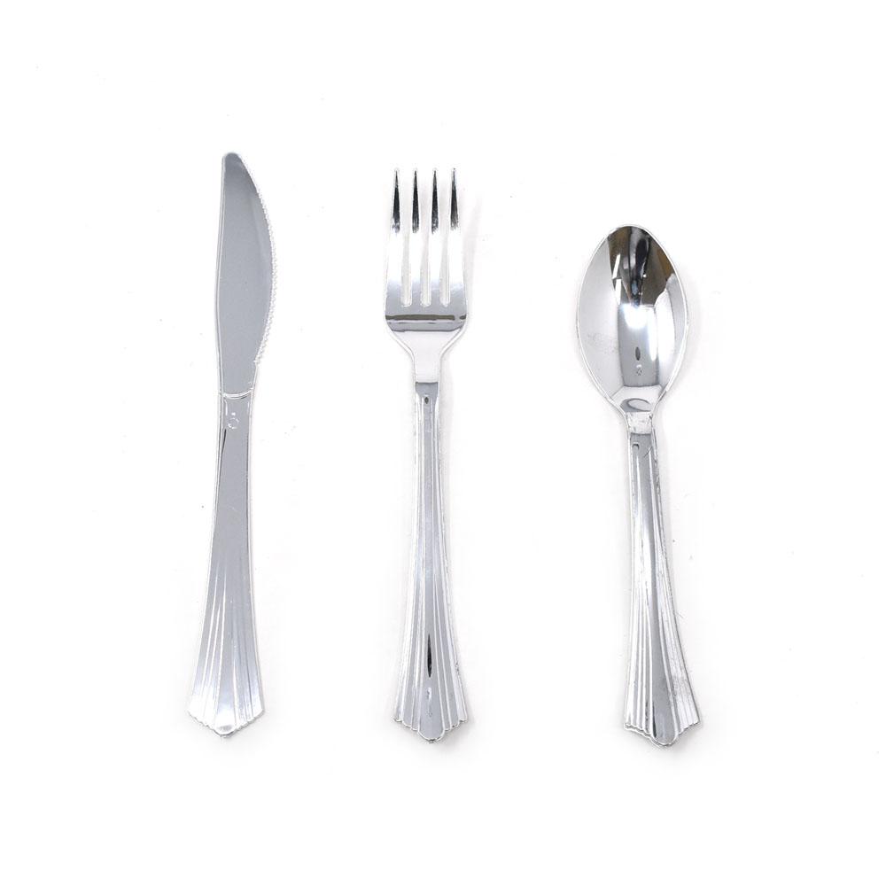 Premium Plastic Assorted Cutlery, 24Piece, Silver