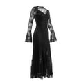 thumbnail image 5 of Gothic Velvet Dress for Women Long Sleeve Vampire Witch Costume Halloween Maxi Dress Elegant Cosplay Outfit, 5 of 8