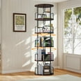 thumbnail image 3 of 5-Tier 360° Rotating Bookshelf Tower, Narrow Tall Spinning Bookcase - Space-Saving Revolving Storage Shelf for Bedroom, Living Room, Office, Walnut Brown, 3 of 10