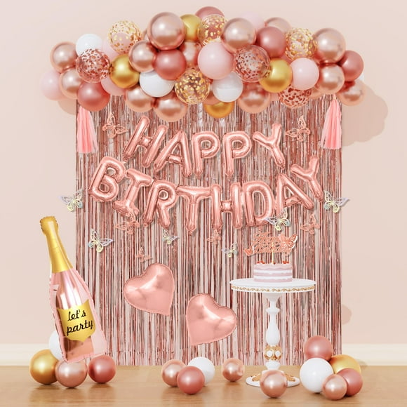 Decoraciones de fiesta Amandir, oro rosa, cumpleaños, para mujeres y niñas
