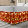 thumbnail image 1 of Poppy Bed Skirt, Blossoms with Vibrant Petals Hand Painted Style Nature Pattern, Elastic Bedskirt Dust Ruffle Wrap Around for Bedding Decor, 4 Sizes, Orange and Vermilion, by Ambesonne, 1 of 2