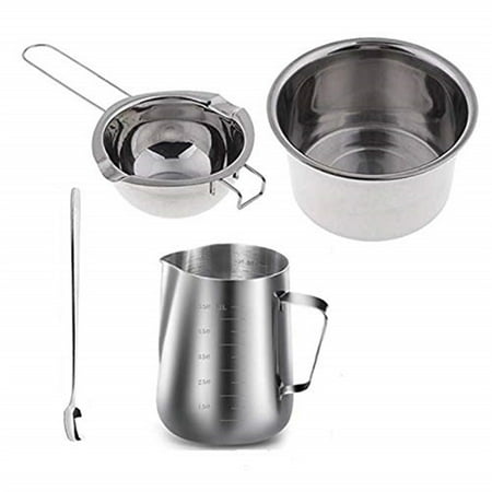 

Whigetiy 4 Set Stainless Steel Double Boiler Long Handle Wax Melting Pot Pitcher & Mixin