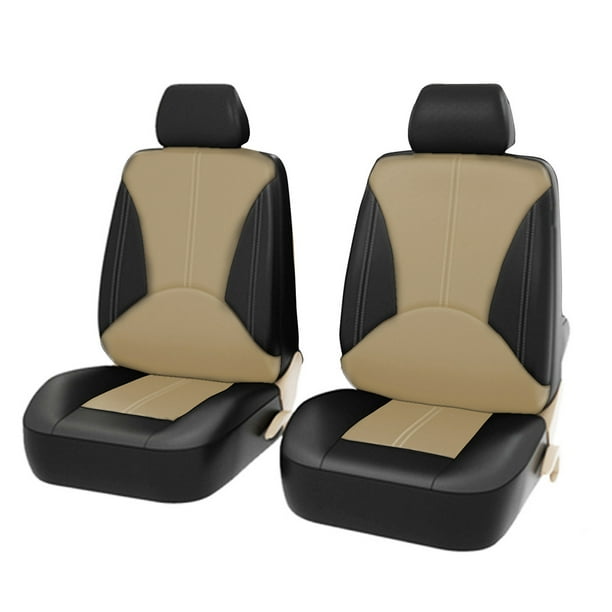 JuLam Car Seat Covers Front Seats Black Faux Leather Car Seat Cover Set Universal Car