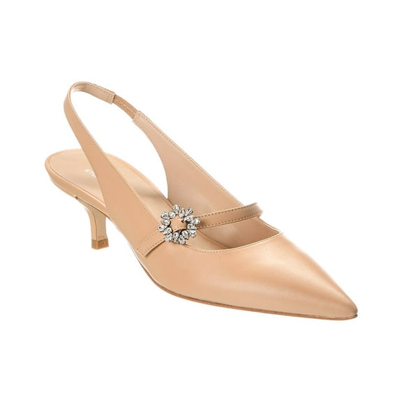 Stuart Weitzman Aura Mary Jane Leather Slingback Pump, 9, Beige