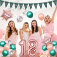 thumbnail image 3 of Emerald Green and Rose Gold 18th Birthday Decorations for Girls, Happy 18th Birthday Backdrop Banner Triangle Flag 18th Birthday Bunting Rose Gold 18 Confetti Foil Balloon for Her 18 Year Old Birthday, 3 of 6