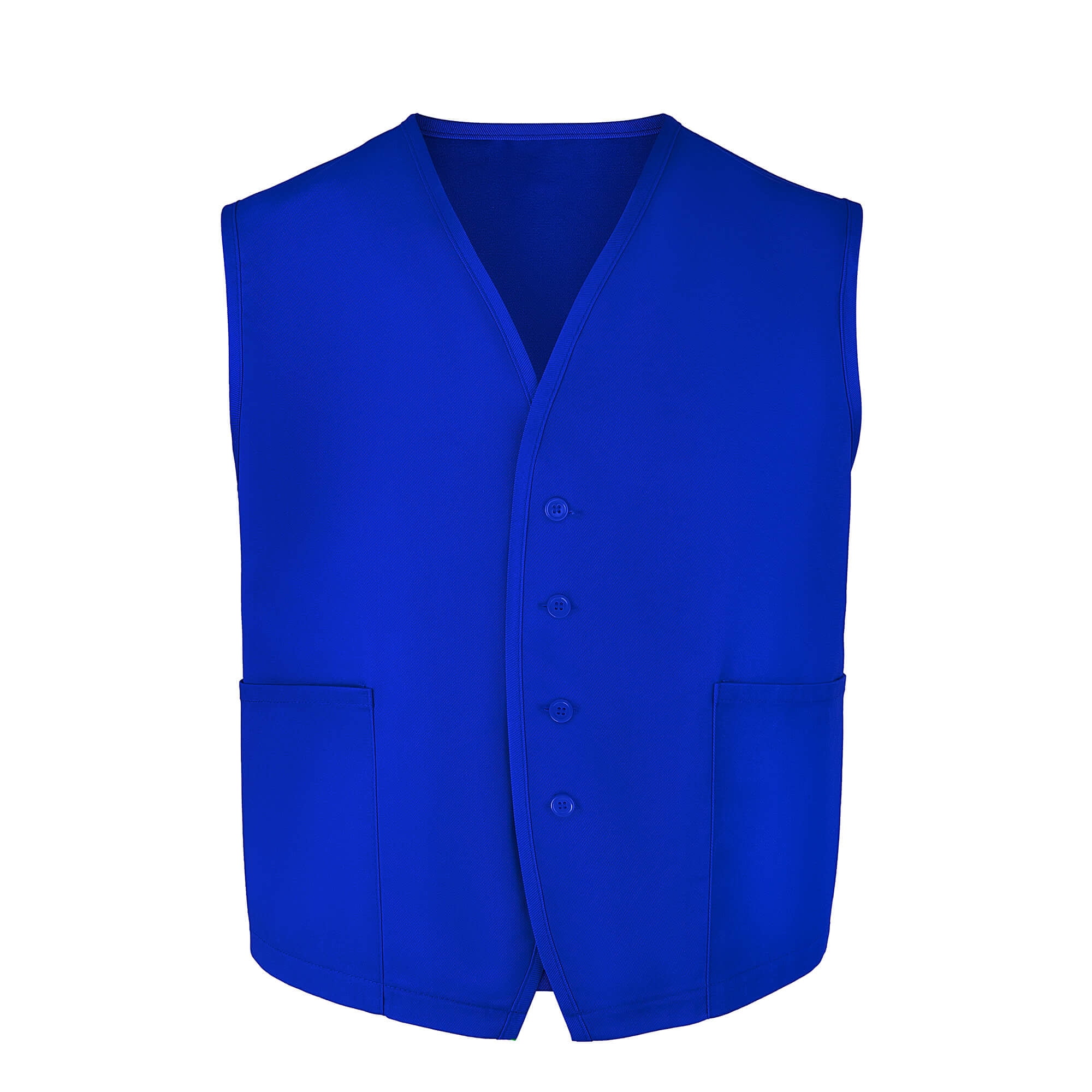 Toptie Two Pocket Unisex Vest Button Up Waistcoat Volunteer Work Vest-Blue-L
