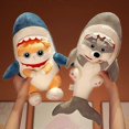 thumbnail image 5 of Único Cosplay Gato Cola de Tiburón Peluches Animales de Peluche Lindo Gato Ballena Perro Shiba Inu Cojín de Almohada Regalo de Cumpleaños Niño, L, gato tiburón, L, gato tiburón, 5 of 5