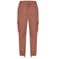thumbnail image 4 of Yunliwuli Men Cargo Pants with Pockets Solid Color Loose Elastic Jogger Sweatpants Casual Trousers Streetwear, 4 of 7