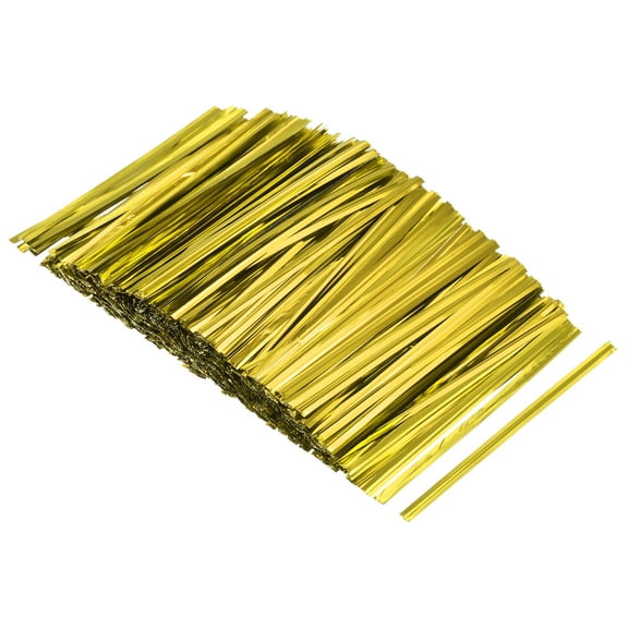 Uxcell Foil Twist Ties 2.36" Plastic Closure Tie for Bread Candy Gold Tone 750Pcs