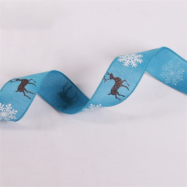 10m Long Deer Snowflake Ribbon Home Printing Christmas Tree Decoration Ribbon