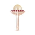 thumbnail image 6 of ANGARA Golden South Sea Cultured Pearl & Ruby Double Halo Ring in 14K Rose Gold for Women | June Birthstone, Birthday, Anniversary, Jewelry Gift for Women | Pearl Ring, 6 of 8