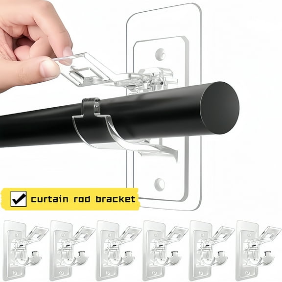 6-Piece Self-Adhesive Curtain Rod Holders