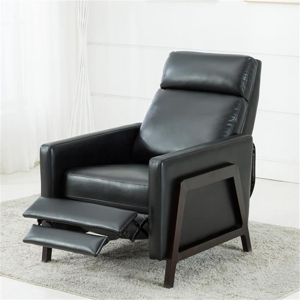 Comfort Pointe Maxton Black Faux Leather Manual Push Back Recliner