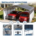 thumbnail image 7 of 20x20 FT Heavy-Duty Galvanized Steel Carport – Metal Roof Outdoor Shelter with LED Solar Lamp for Cars, RVs, Boats, Trucks, Backyard Workshop, Dark Gray, 7 of 7