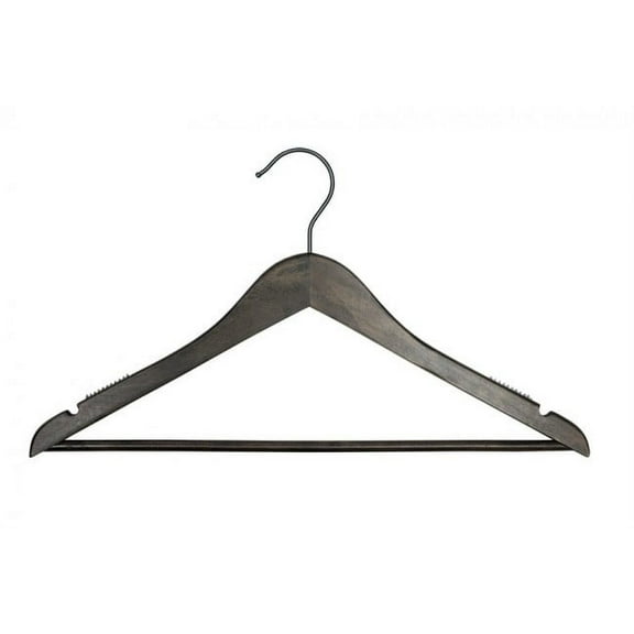 NAHANCO #20717WBHU 17" Low Gloss Espresso Wooden Suit Hangers with Bar (Pack of 25)