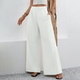 thumbnail image 5 of Olyvenn Fashion Women's Wide Leg Palazzo Pants High Elastic Waist Casual Work Pants Flowy Dress Trousers with Pockets White S, 5 of 5