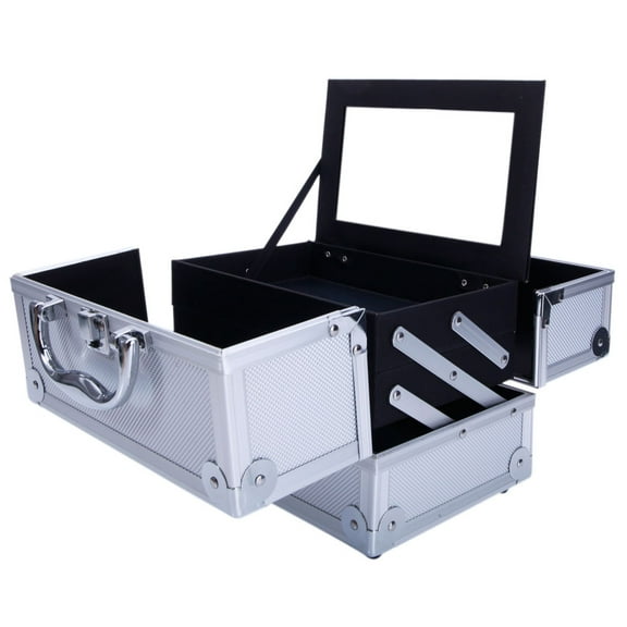 SamyoHome Makeup Train Case Portable Professional Cosmetic Organizer, White