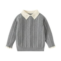CheerKidz Unisex Kids Sweaters Boys and Girls Long Sleeve Crewneck Fall Knit Tops Cute Pullover Jumper Round Neck Shirts Fall Winter Sweaters(Gray#1,7 Years)