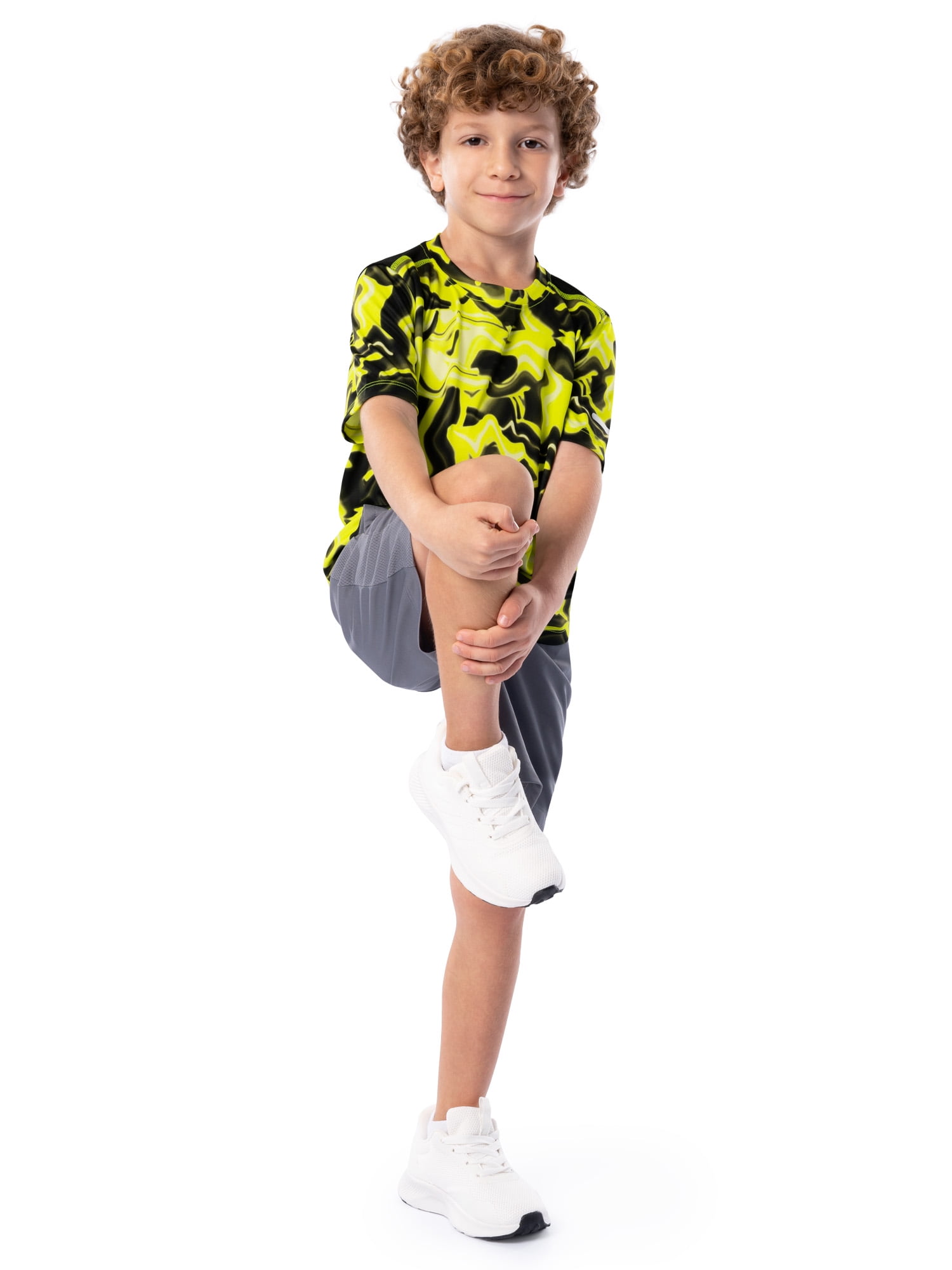 Athletic Works Boys Active Solid and Print Short Sleeve T-Shirts, 3-Pack, Sizes 4-18 & Husky