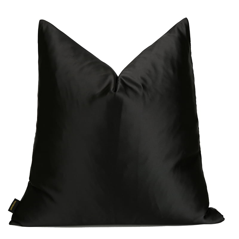 18'' x 18'' Modern Black & Gold Throw Pillow Cover Silk Cushion Protector