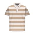 thumbnail image 5 of Men's Big and Tall Short Sleeve Striped Polo Shirt, Classic Blue White Nautical Stripe Casual Top, Breathable Comfort Fit for Daily & Golf Wear, Sizes M-4XL Khaki, 5 of 5
