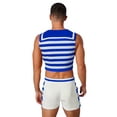 thumbnail image 2 of YiZYiF Men's Nautical Sailor Cosplay Outfit Striped Crop Tank Top Boxer Shorts for Halloween Party Blue M, 2 of 6