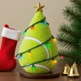thumbnail image 3 of Dserfhy Sports Ball Inspired Christmas Tree Figurine Handcrafted Faux Leather Tree Shaped Tabletop Decoration with Golden Star Topper for Holiday Home Decor, 3 of 8