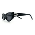 thumbnail image 6 of Womens Luxe Mod Fashion Cat Eye Beveled Thick Plastic Sunglasses All Black, 6 of 8
