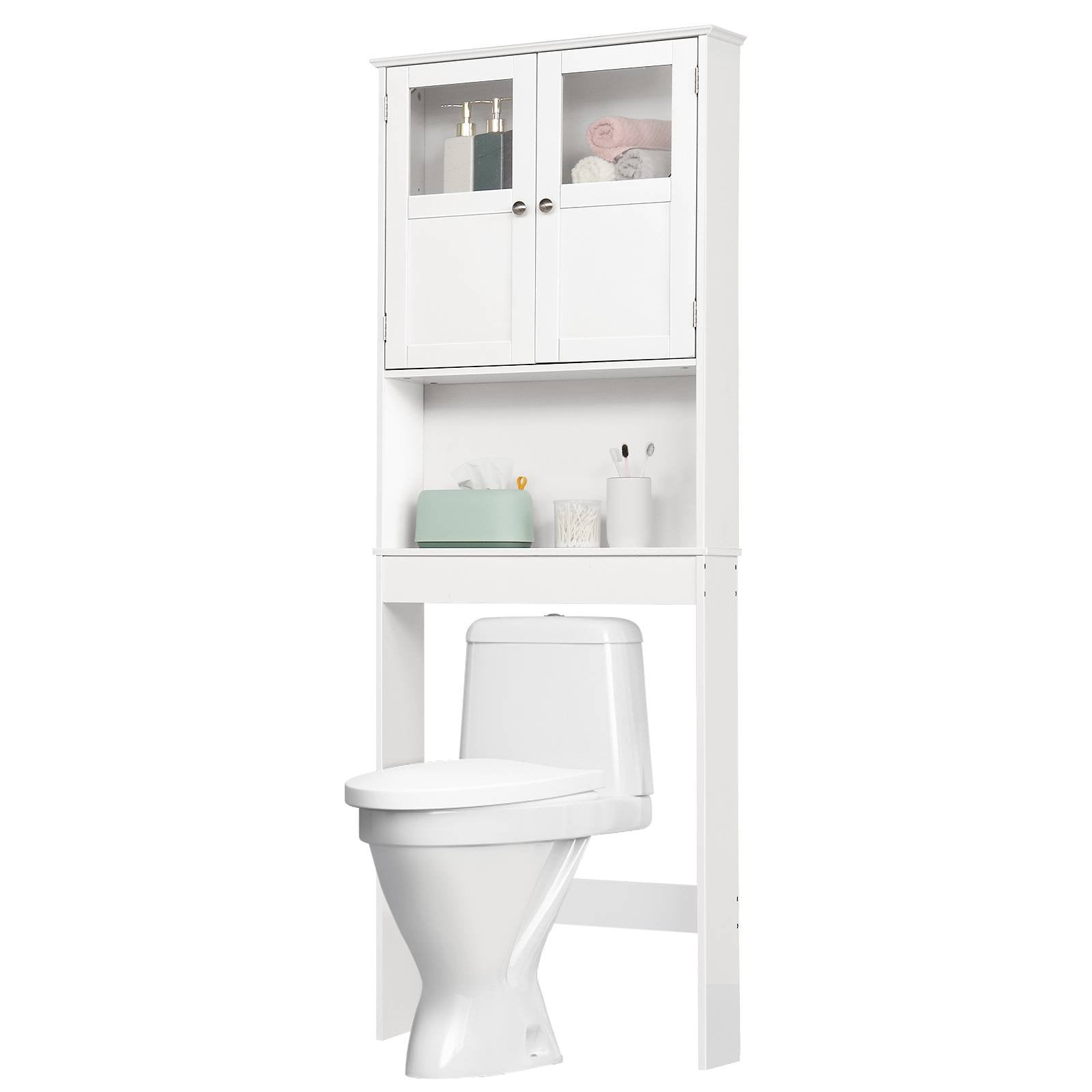 Ktaxon Bathroom Storage Over the Toilet  Cabinet with Adjustable Shelf & 2 Doors Space Saver, White