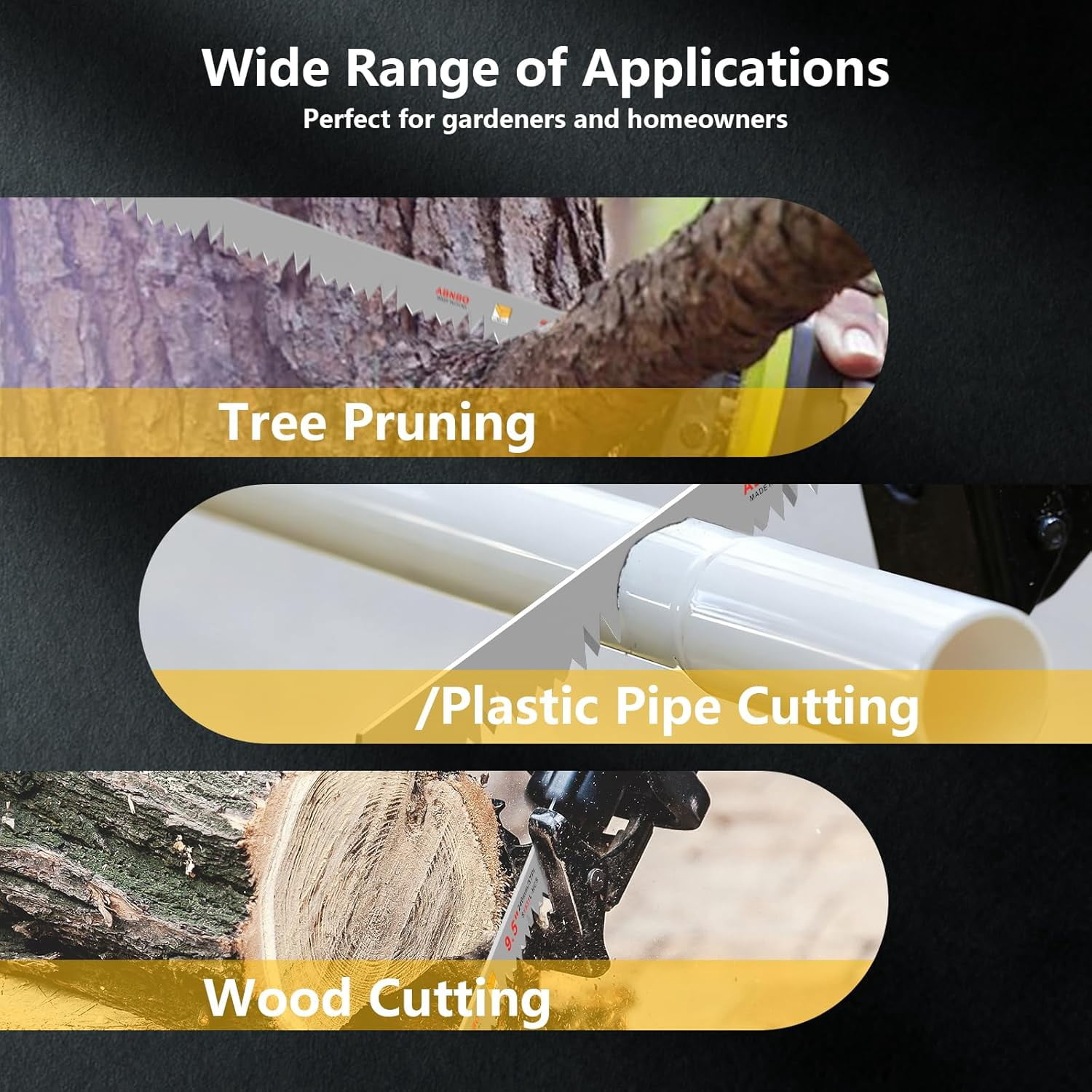12-Inch Wood Pruning Reciprocating Saw Blades, 5TPI High Carbon Steel Sawzall Blades for Trees Wood Cutting (10 Pack)