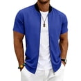 thumbnail image 2 of LIaqionyy Mens Short Sleeve Jacket Casual Summer Zip up Solid Color Outerwear Workout Jackets with Pocket, 2 of 8