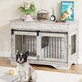 thumbnail image 3 of AKDSteel Large 47" Furniture-Style Dog Crate – Grey Dog Kennel with Storage Drawers, Removable Divider, Triple Door Design for Large/Medium/Small Dogs, 3 of 9