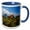 Blue/White, variant on 3drose, Arenal Volcano in Costa Rica with Tropical Flowers., 15oz Mug