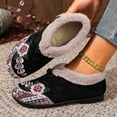 thumbnail image 4 of Women's Vintage Floral Embroidered Snow Boots Wide Width Fleece Lined Warm 2025 Winter Slip on Ankle Booties, 4 of 6