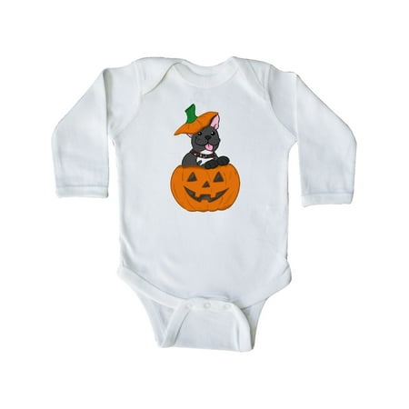 

Inktastic Halloween Frenchie Pumpkin Puppies Gift Baby Boy or Baby Girl Long Sleeve Bodysuit