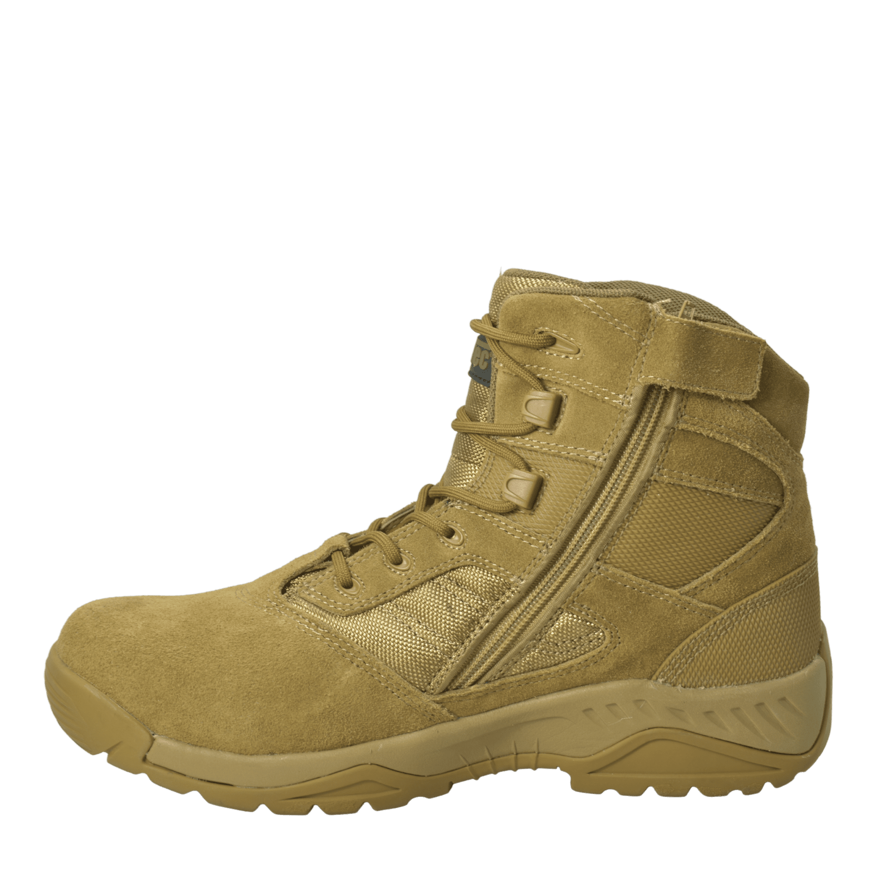 Men's 6" Suede Leather Side Zipper Tactical Boot, Coyote