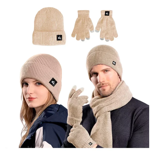 Gorro Bufanda Guante Conjunto Térmico Invierno Frio Unisex