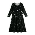 thumbnail image 5 of Abcomgle Girls Maxi Dresses Casual A-Line Long Sleeve Girls Long Dresses Polka Dot Crew Neck Sundresses Swing Dresses with Pockets,Black, 5 of 5