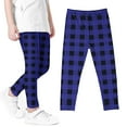 thumbnail image 2 of VERUGU Girls Leggings Kids Plaid Print Pants High Waist Stretchy Soft Tights Spring Fall Leggings for School Wearing Blue 3 Years, 2 of 4