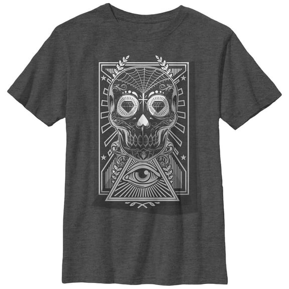 Boy's Lost Gods Diamond Sugar Skull  Graphic Tee Charcoal Heather X Large