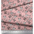 thumbnail image 3 of Soimoi Pink Heavy Satin Fabric Coffee & CHill Text Printed Fabric 1 Yard 54 Inch Wide, 3 of 5