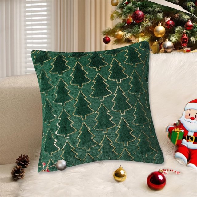 Wzzjkit Christmas Tree Pillow Cover Christmas Pillow Decoration Holiday Sofa Pillow Does Not Include Pillow Core Red White and Green Three Colors Optional