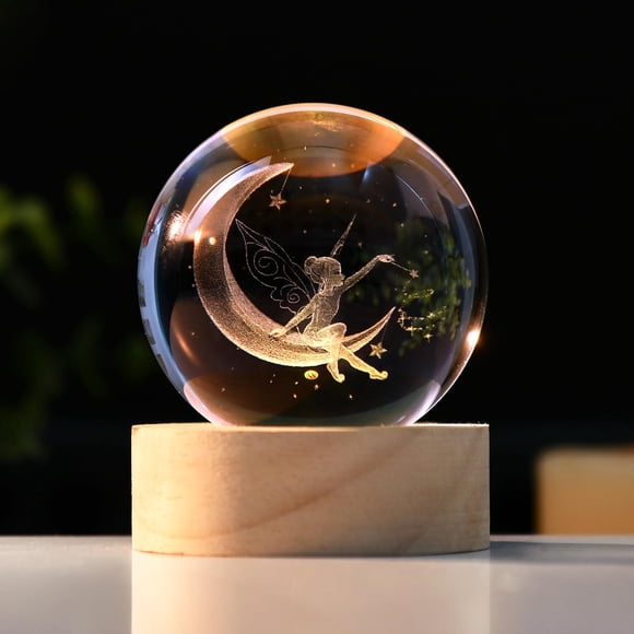 Luz nocturna IFOLAINA Moon Fairy, bola de cristal de 60 mm con base