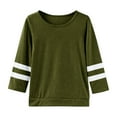 thumbnail image 5 of Gubotare Girls T Shirts Girls Long Sleeve Shirts Crop Tops Striped Tees Letter Print T Shirts Toddler Girl Long Sleeve Shirt Size 3T 4T (Dark Green,3-4 Years), 5 of 6