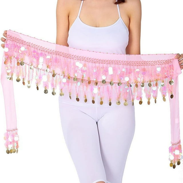 tredstone Long-lasting And Adjustable Durable Hip Scarf For Belly Dance Performances Waist Automatic pink 1Set