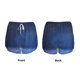 thumbnail image 3 of Balery Retro Blue Glitter Pantalones cortos deportivos para mujer con forro y dos bolsillos, elásticos, para entrenamiento, gimnasio, yoga-Small, 3 of 7