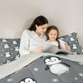 thumbnail image 5 of Manfei Kawaii Penguin Bedding Comforter Set,Hello Winter Twin Comforter Sets,Gray White Black Bedding Set For Girls Boys,Microfiber Bedroom Decor Reversible,2pcs, 5 of 8