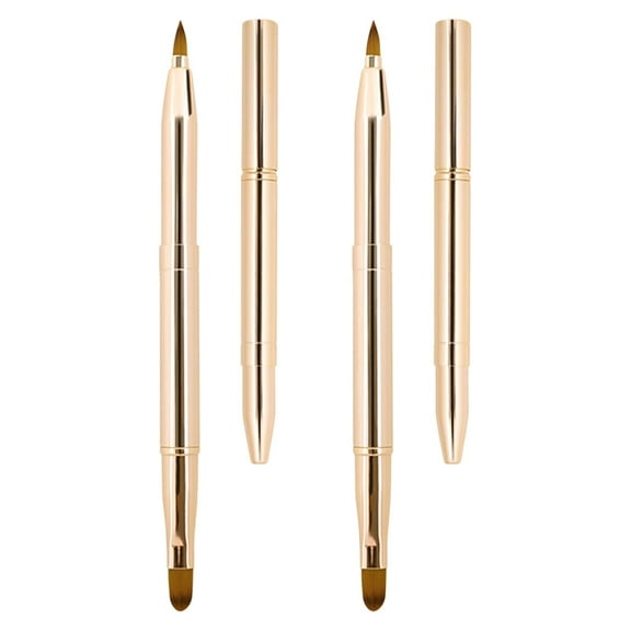 [2 Pack] Lip Brush for Lipstick, Retractable Lip Brushes, Dual-ended Makeup Brush for Lipstick Lip Gloss, Include Lid